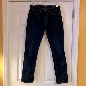 Madewell 30x30 dark wash skinny jeans with distressing women’s western wear